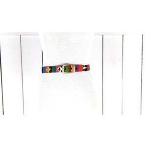 Striped vintage Guatemalan woven knit leather tribal belt